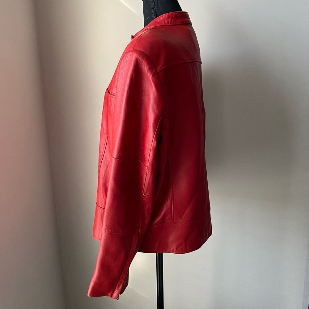 Women's Kathy Ireland Extra Large Genuine Leather Red Leather Jacket - Picture 10 of 16